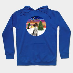 Santa's Sunset Take Off with a German Short Haired Pointer Hoodie